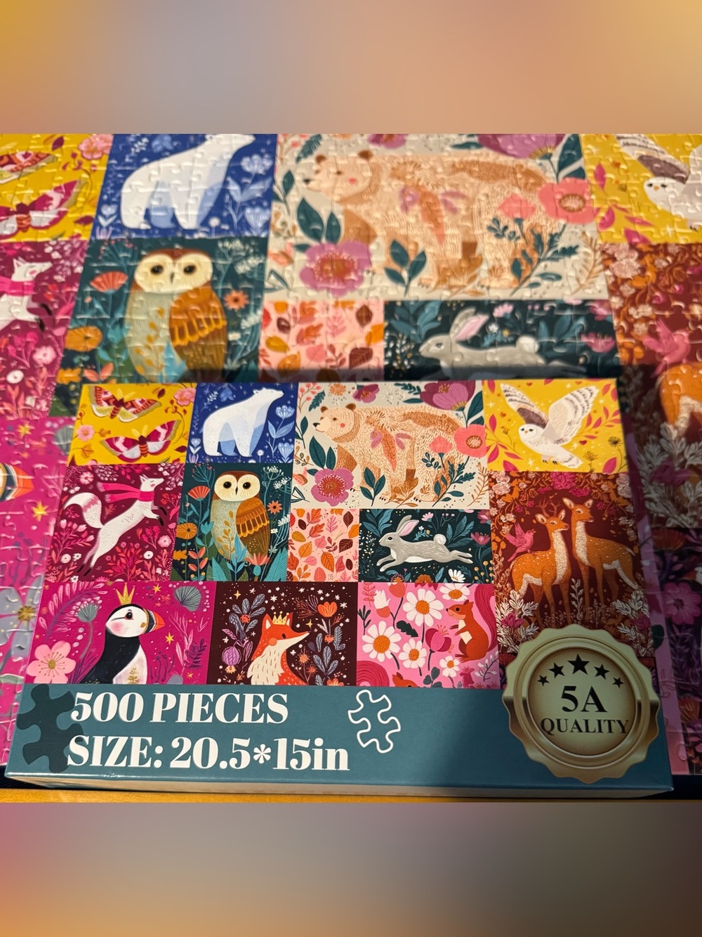 500-piece patchwork animal jigsaw puzzle